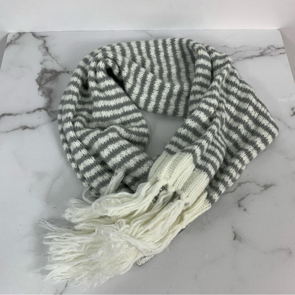 Banana Republic Chunky Knit Fringe Striped Scarf